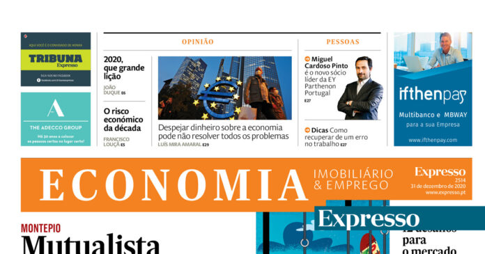 A 1ª página do Expresso Economia: 12 desafios para o mercado de trabalho em 2021