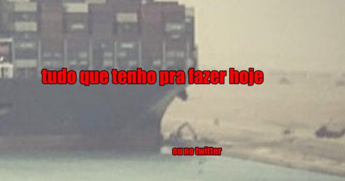 Navio encalhado no Canal de Suez vira meme nas redes ao redor do mundo